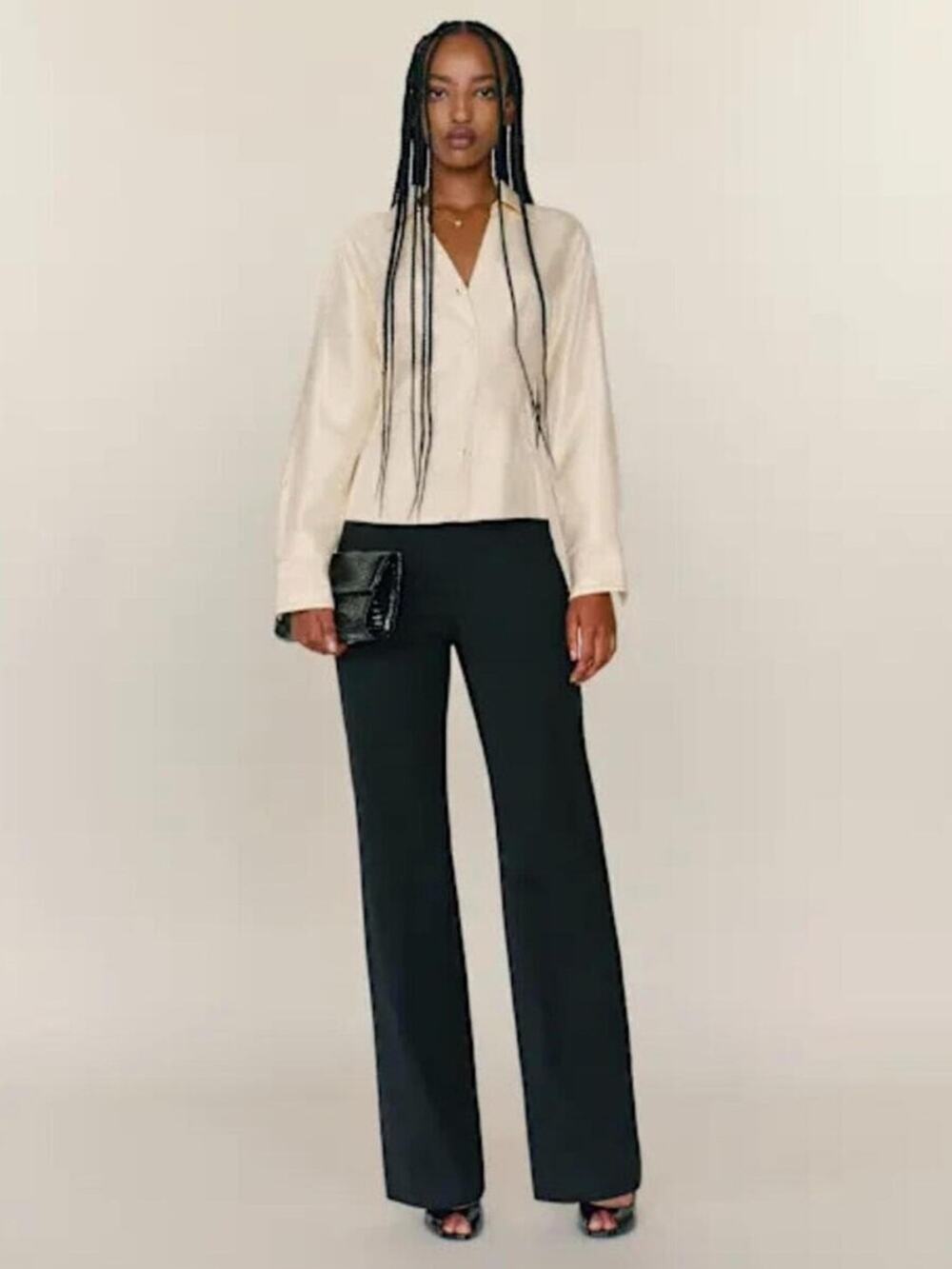 Reformation x Camille Rowe Nico Shirt in Vanilla 2